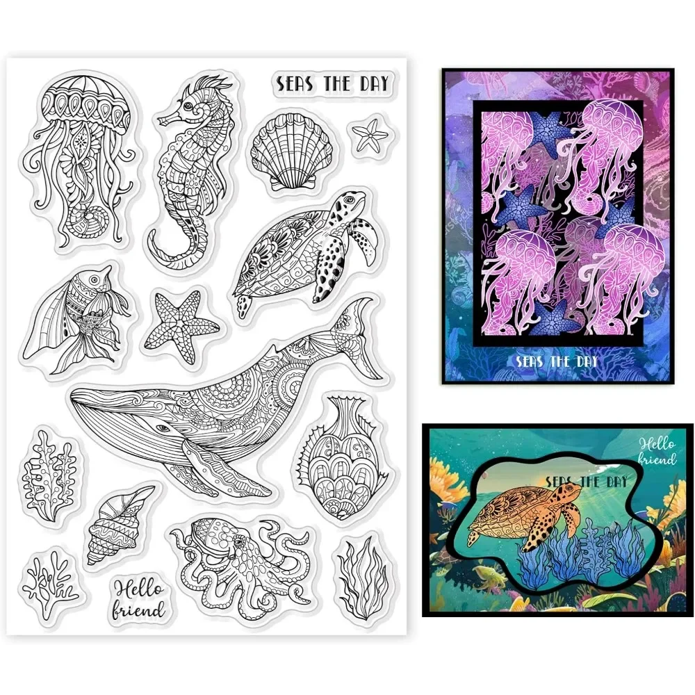 Clear Silicone Stamps For Card Making - Okyanus Yaşamı Temizle Pullar Deniz Balinaları