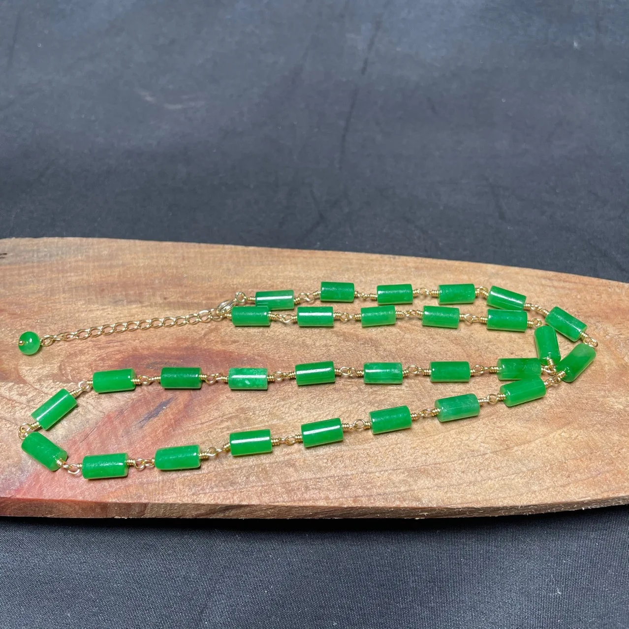 Beading - Yeşil Yeşim Boncuklu Kolye Vintage Şanslı