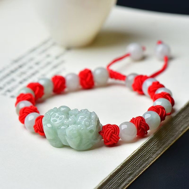 Beading - Doğal Birmanya Jadeite Pixiu Bilezik Moda