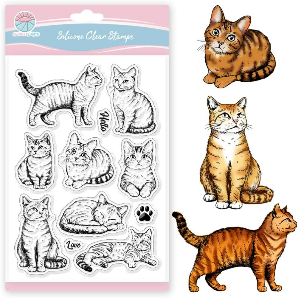 Clear Silicone Stamps For Card Making - Kedi Temizle Pullar Gerçekçi Kedi Silikon