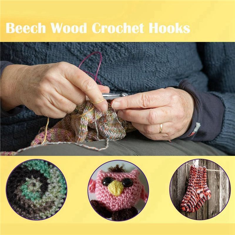 ABJI-40 Adet Ahşap Tığ Seti, 3 - Wooden Crochet Hooks Ergonomic Handle incelemesi ve fiyatı