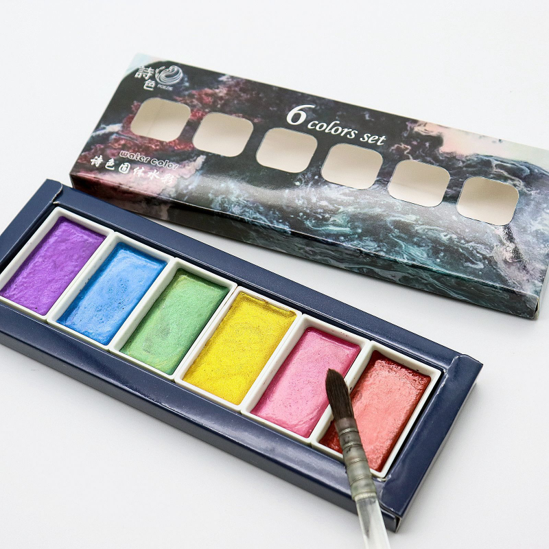 6 renkli Suda çözünür Metal In - Watercolor Paint Set Solid Pigment incelemesi ve fiyatı